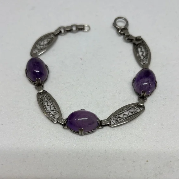 Beautiful Vintage Amethyst and Sterling Bracelet - Picture 6 of 16